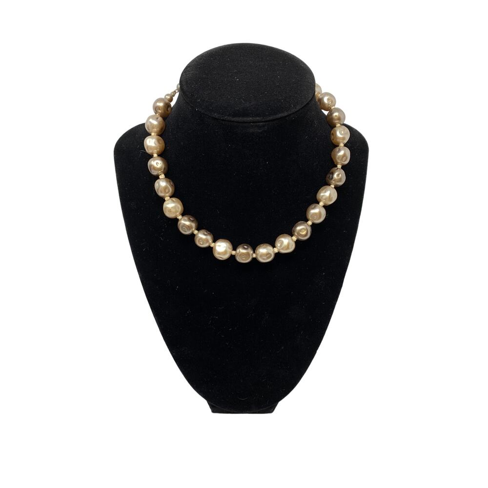Vintage Faux Pearl Choker Necklace Gray Pink Made In Japan